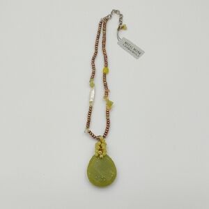 Metal Monk Green Stone Beaded Necklace